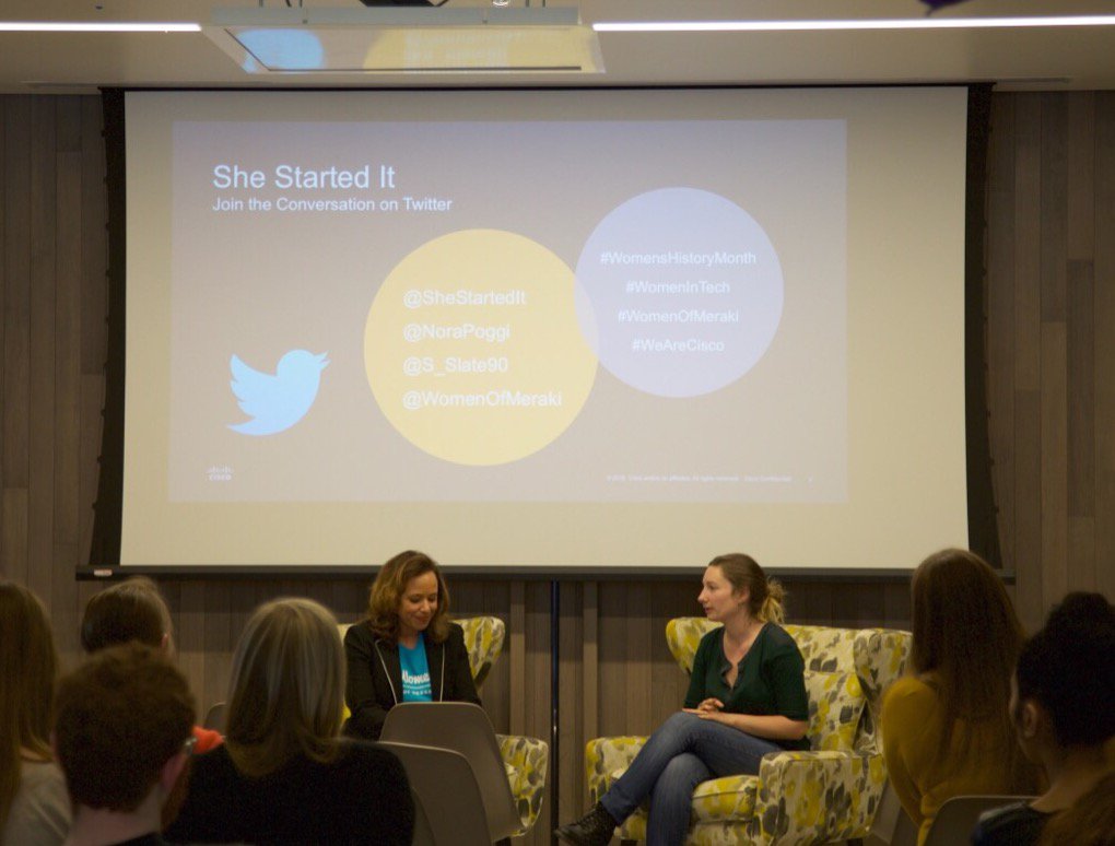 meraki's tweet image. Thanks @NoraPoggi for the special screening of @SheStartedIt, and @s_slate90 for moderating our discussion! #WomensHistoryMonth #WomenInTech
