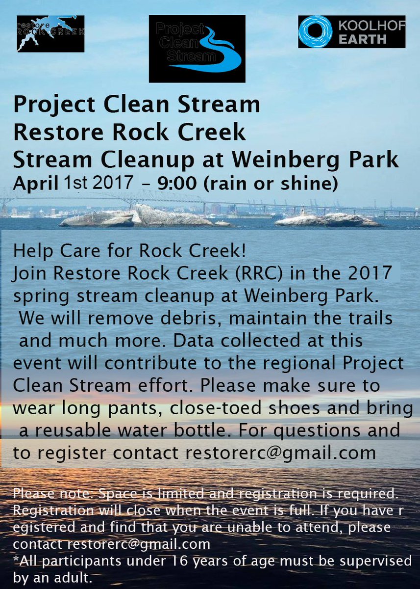 RestoreRC's tweet photo. Cross your fingers for good weather on Saturday for the #RestoreRockCreek  Cleanup at Weinberg Park.  Be sure to sharer with everyone! https://t.co/XXUp9uPKD4