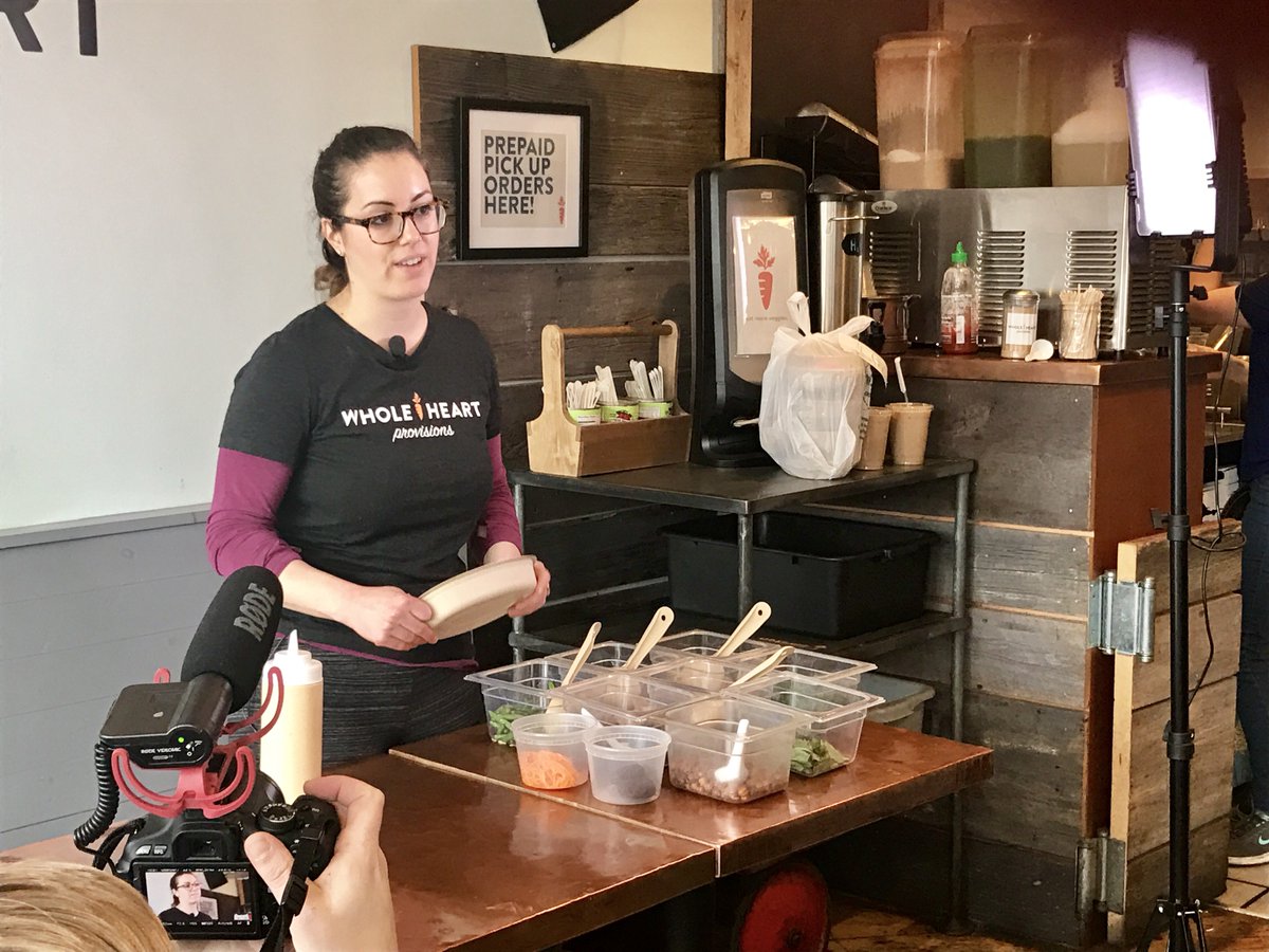 Agassiz_Village's tweet photo. <3 talking w/ Chef Rebecca @WholeHeartProv while sampling her Cassie bowls. Join #mainecourse &amp; taste her creations! #eatyourveggies #vegan https://t.co/06BFOCo67S