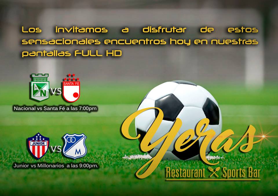 YerasRestaurant's tweet photo. Hoy en #Yeras puedes disfrutar de la pasión del fútbol con tus amigos y familiares, dos grandes encuentros!!! https://t.co/WbC8la7v02