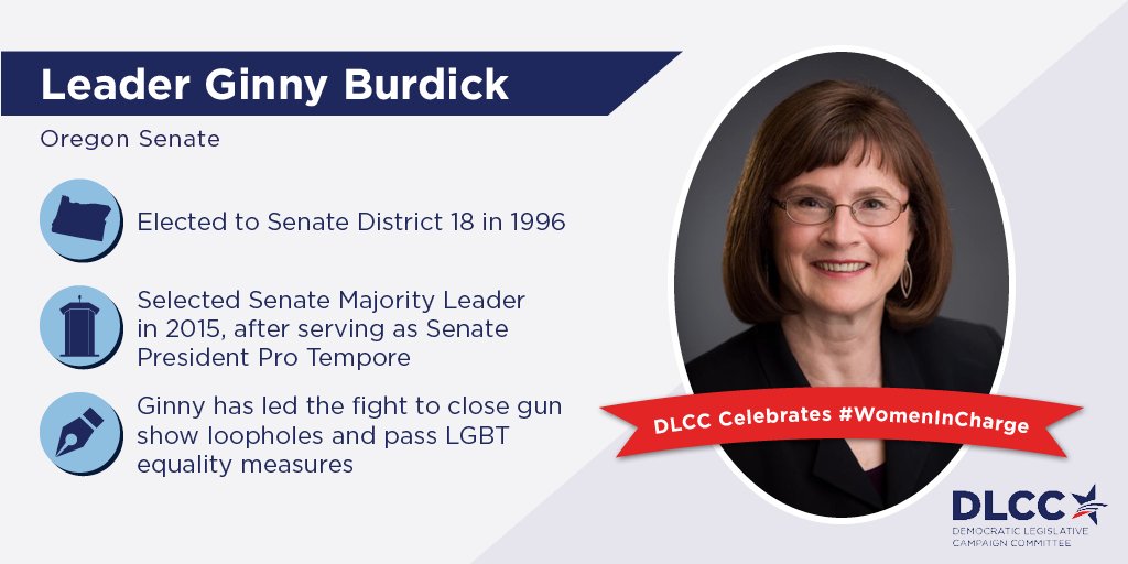 DLCC's tweet image. #OR Sen Dem Ldr @SenBurdick leading Dems in the fight for #stateprogress! Thank you, Leader Burdick! #WomenInCharge #WomensHistoryMonth
