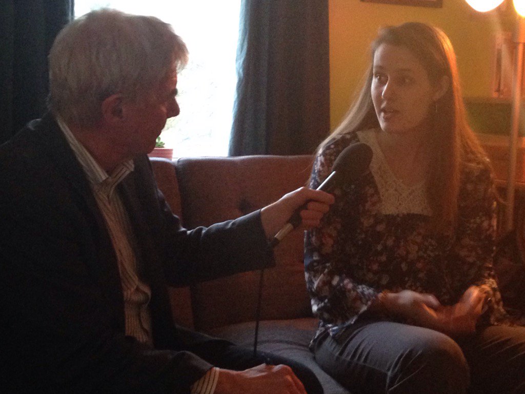 DrakeUniversity's tweet photo. Drake student Anna Steenson talks w/ @IowaPublicRadio about upcoming @DUCommPress book on religions of #DesMoines. https://t.co/opeyHg3MeQ