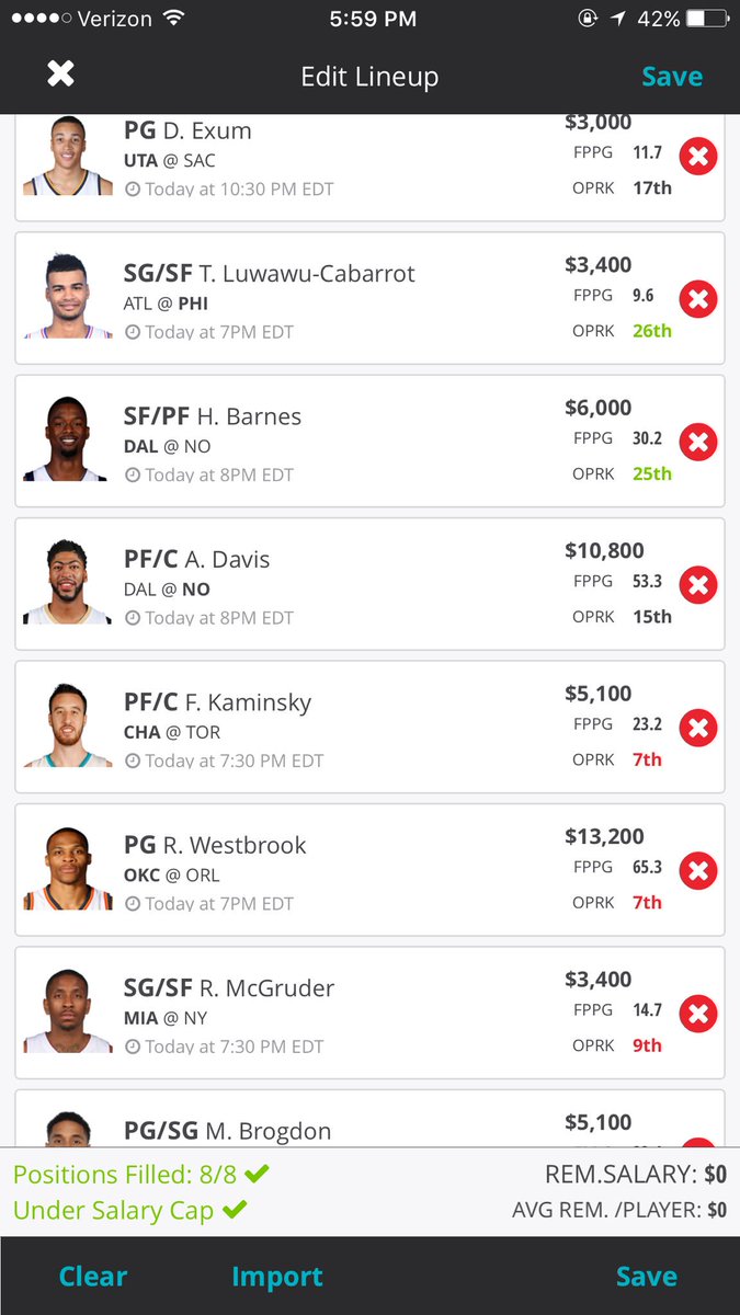 DFSHurricane's tweet photo. Here's the cash and gpp for tonight's slate. May change due to news being released https://t.co/vwEbeoBr36