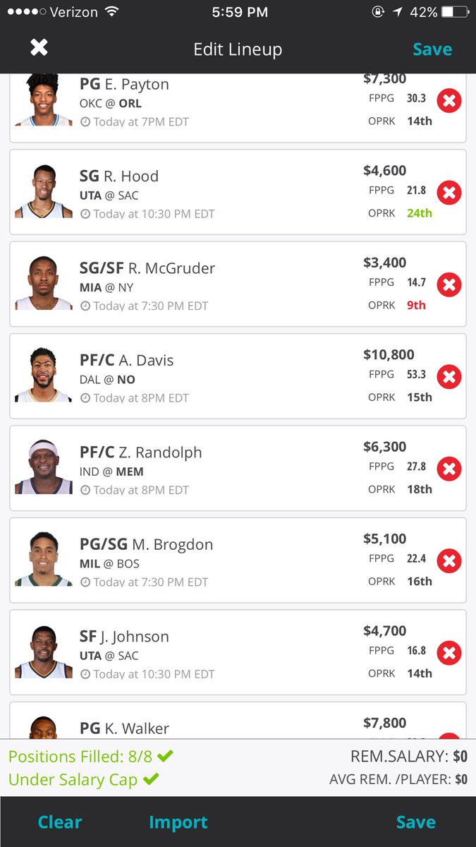 DFSHurricane's tweet photo. Here's the cash and gpp for tonight's slate. May change due to news being released https://t.co/vwEbeoBr36