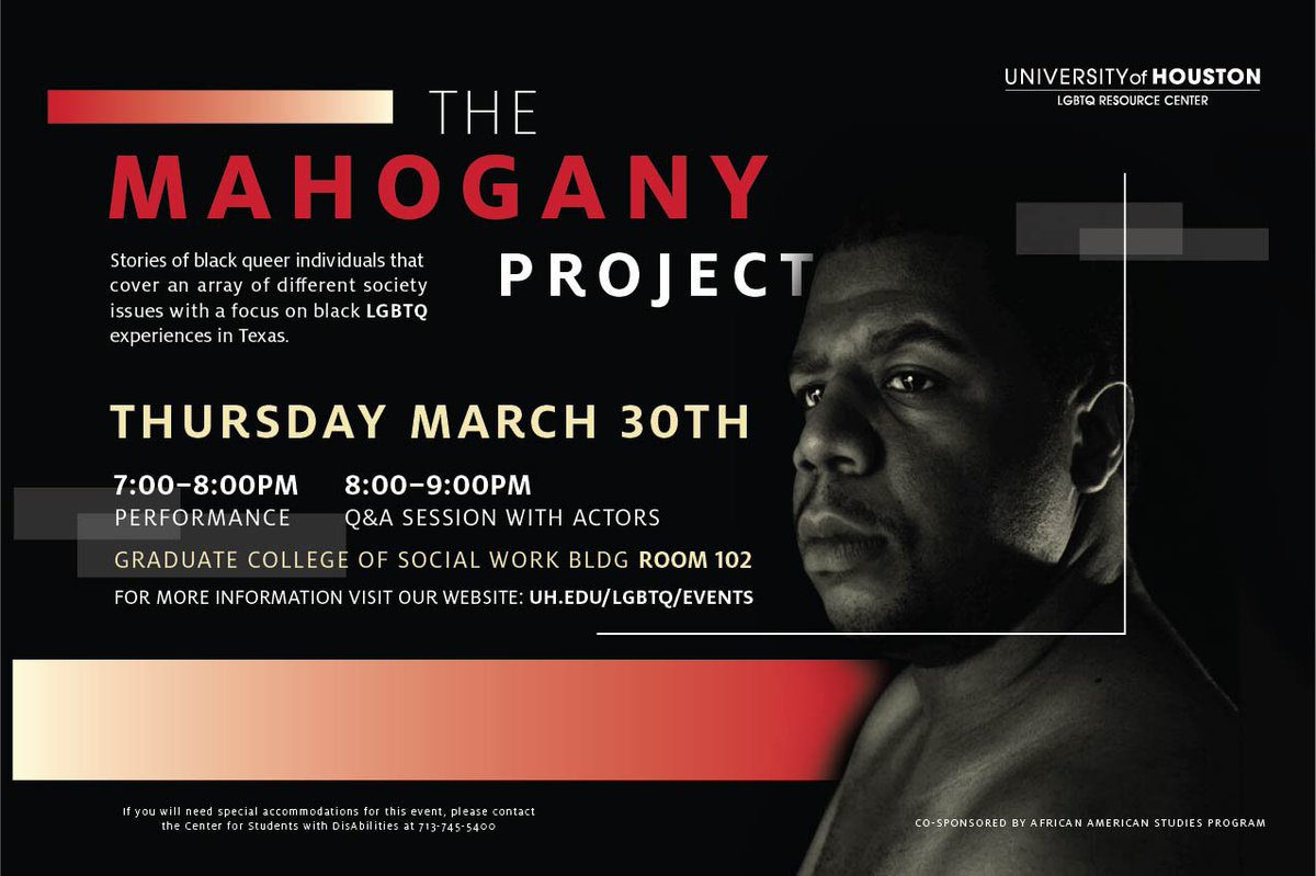 TRUTH: Your life is your story. UH African American Studies & @uhlgbtq proudly present the @MahoganyProject. Free & open to the public. 🌈