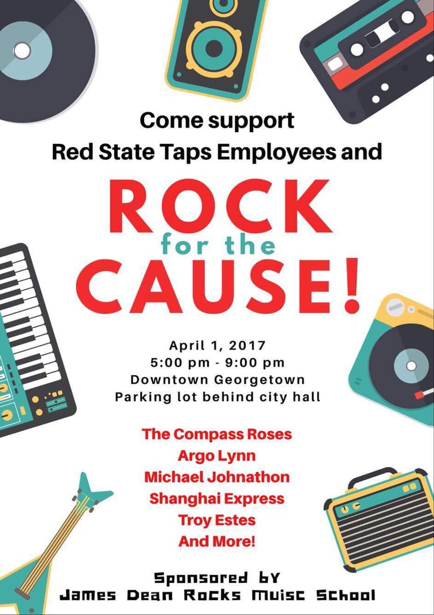 redstatetaps's tweet photo. Thank you James Dean Rocks Music School for putting together this weekends event! Red State food truck &amp; Bottoms up with be there! LIVE 🎶🎶 https://t.co/VM98AlWRQe