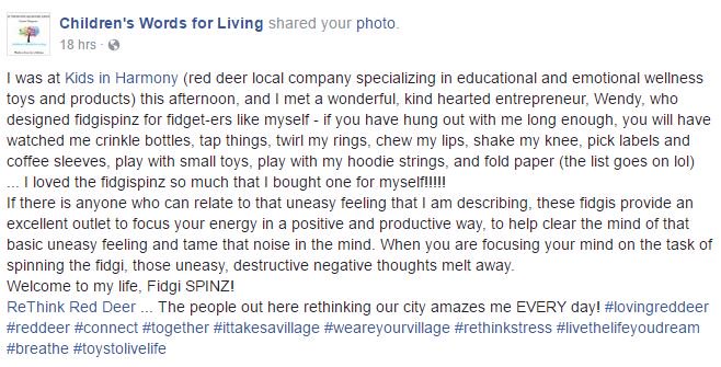 FidgiSpinz's tweet photo. WOW!! Another person who has fallen #inLove with #FidgiSpinz! We couldn't be more proud to be helping people! #findingmeaninginlife https://t.co/3g4JOxQAVG