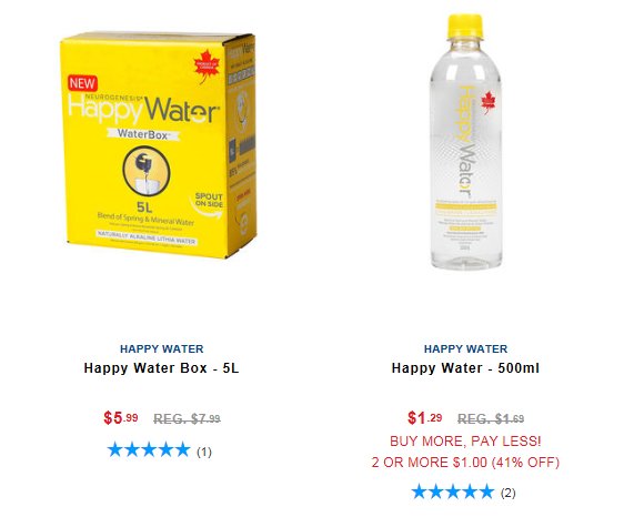 LiveHappyWater's tweet photo. @londondrugs shoppers!  Visit LD until April 26, for great deals on Happy Water!! 2/$2 on 500ml + 5L box for $5.99! https://t.co/QfNLnEMQE4