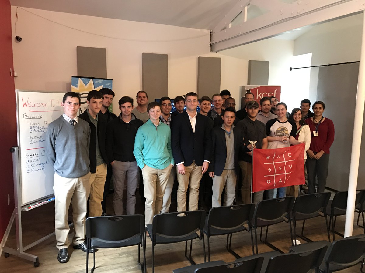Thx for touring the village, <a href="/FortHaysState/">Fort Hays State University</a> #entrepreneurship students. Awesome panel w/ <a href="/joelteply/">Joel Tepliid</a> @npPearDeck &amp; <a href="/BeeFacts/">Miss Information</a>. #StartupKC 💡💙🚀