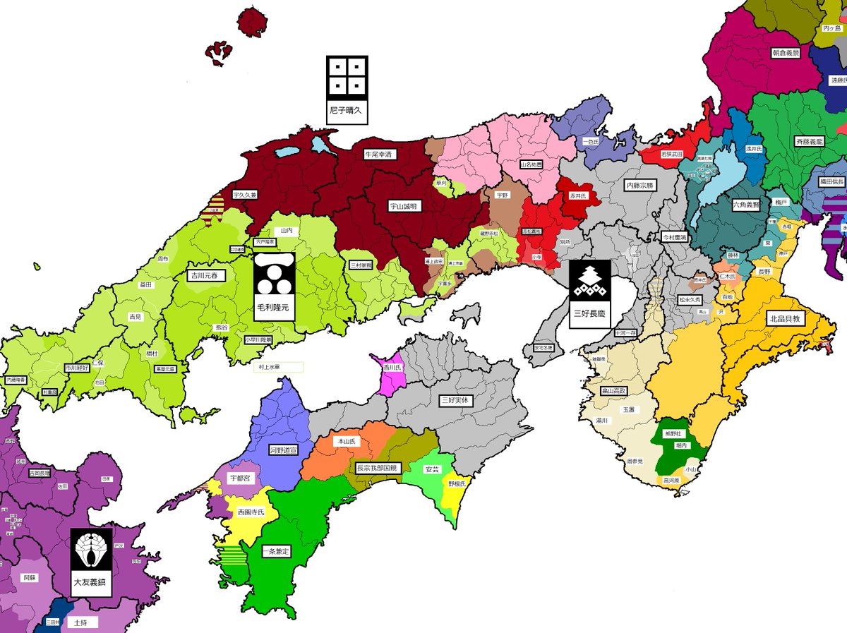 ট ইট র 世戸口政親 桶狭間合戦期の戦国大名勢力図 修正 分割版 先日の投稿の大きな反響にとてもビックリしています それからたくさんのご指摘や発見があったので修正版を投稿したいと思います 技術的な問題で分割版となりましたが こちらの方が