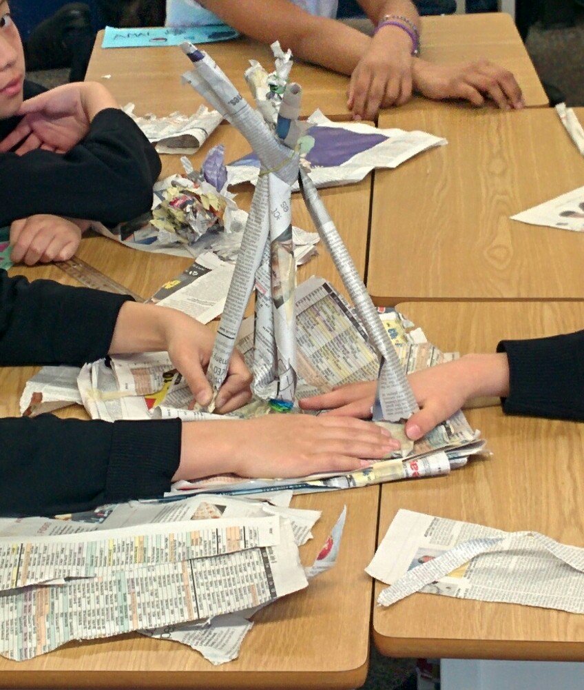 mschollened's tweet photo. Building some structures to hold up textbooks today #stem #cisva the kids loved it!! https://t.co/BnpAd2gdiK
