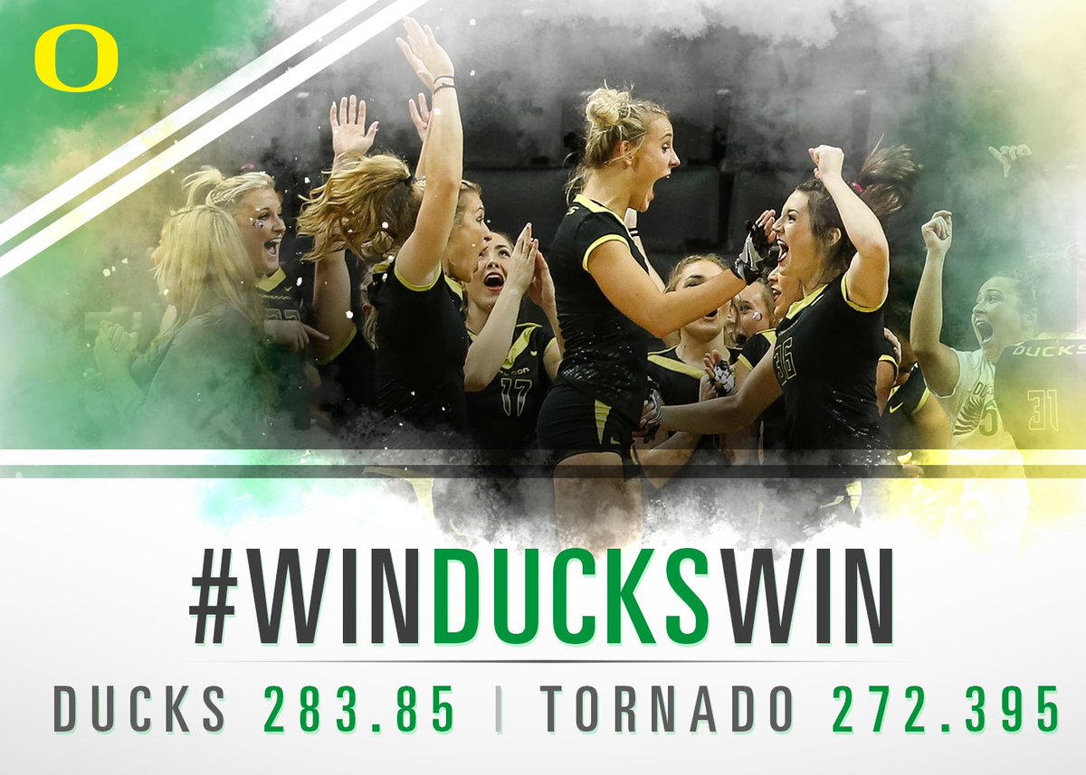 OregonAcroTumb's tweet photo. DUCKS WIN! DUCKS WIN! #OregonAcro defeats King University to remain undefeated this season (5-0). #GoDucks https://t.co/GT8Shuzqkt