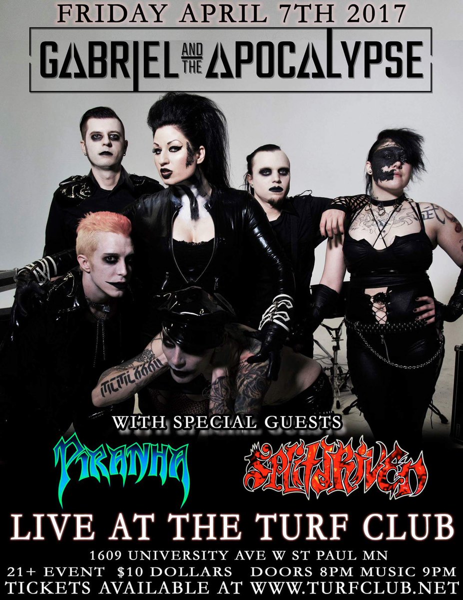 Be there!!! April 7th!
<a href="/GATA_band/">Gabriel and the Apocalypse</a> 
@FollowPiranha