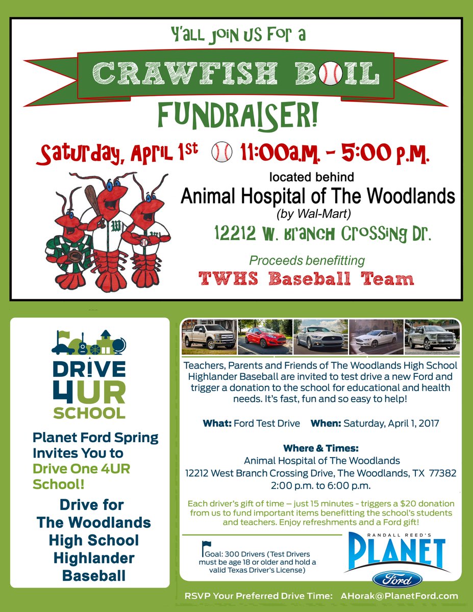 WE NEED YOU! Come test drive a brand new FORD, this SATURDAY; help raise $8K for Highlander Baseball. Just stop by anytime between 2p-6p!!