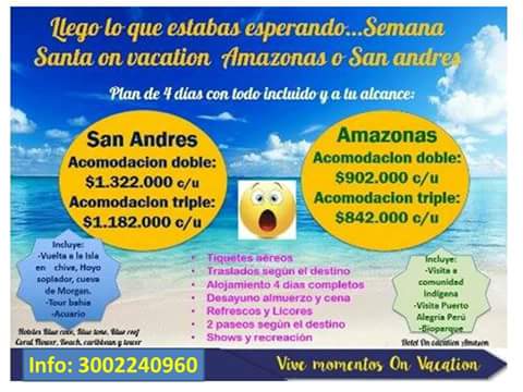 JennyLuna78's tweet photo. #viajaensemanasanta #Viajes info Jenny Luna 3002240960 https://t.co/jJczsEltrt