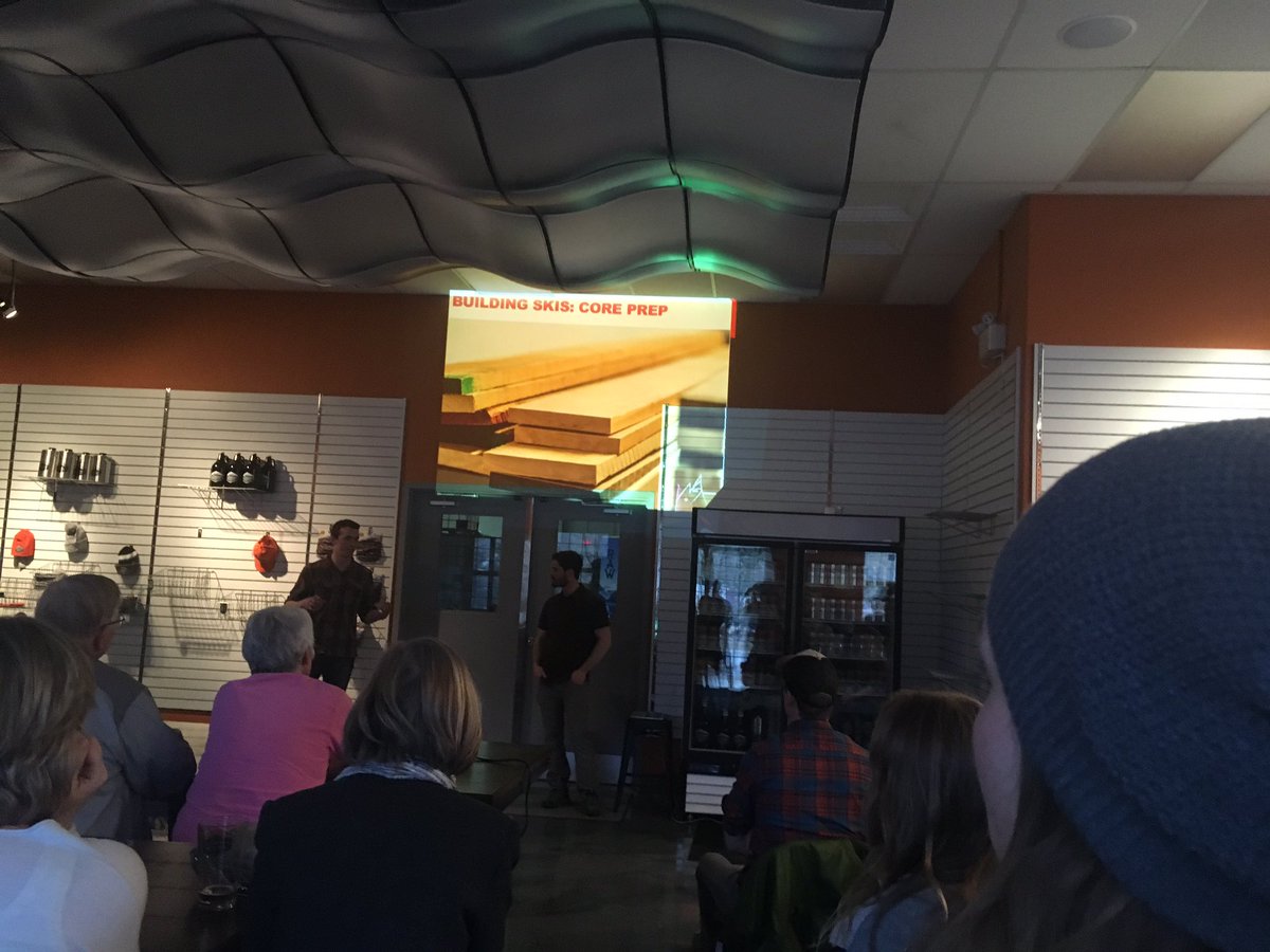 NerdNiteBanff's tweet photo. Learning how skis are made @93NORTH #learning #banff #Canmore #nerds https://t.co/RsCusDTmvs