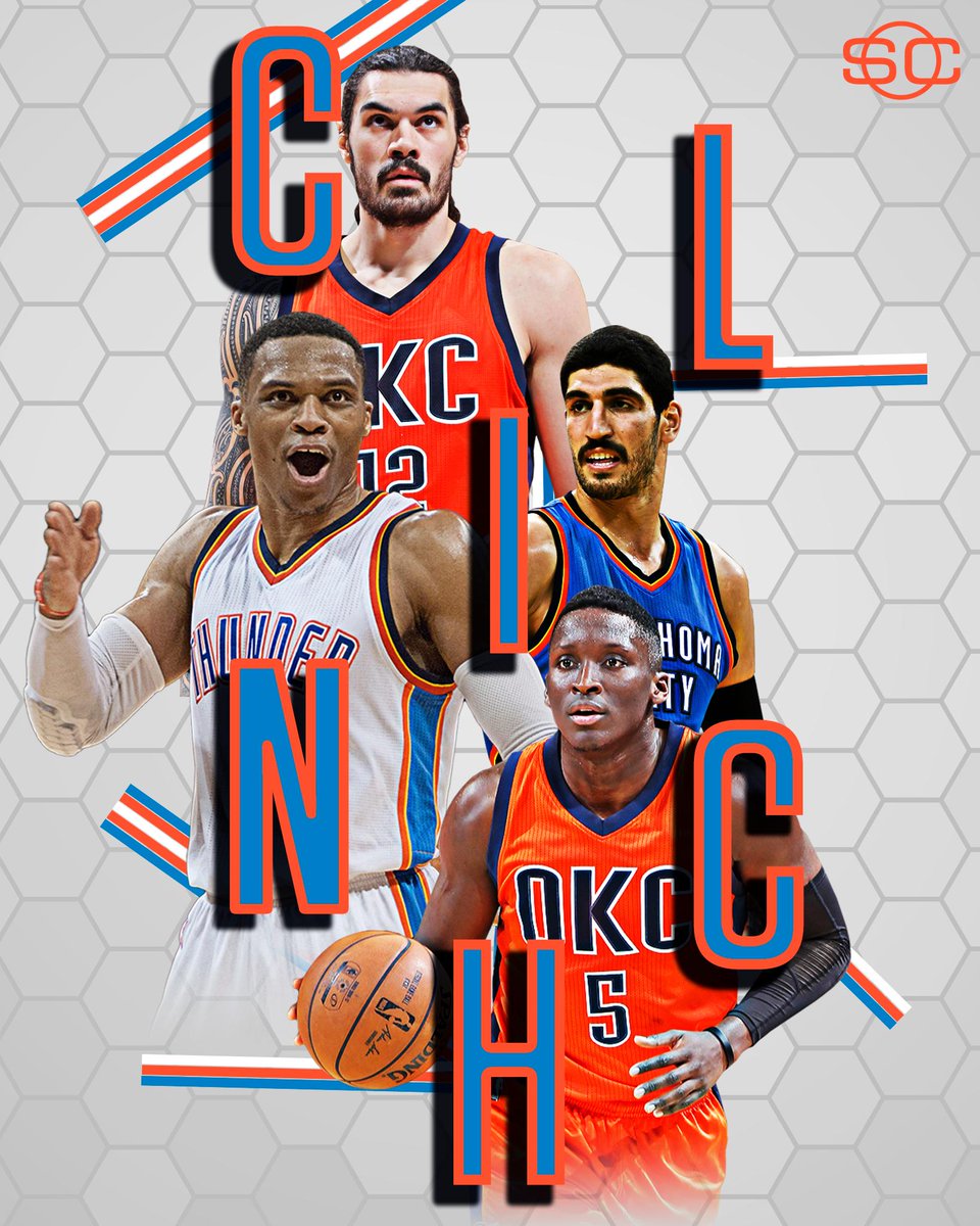 SportsCenter's tweet image. The Thunder clinch a playoff spot behind Russell Westbrook's 57-point triple-double.