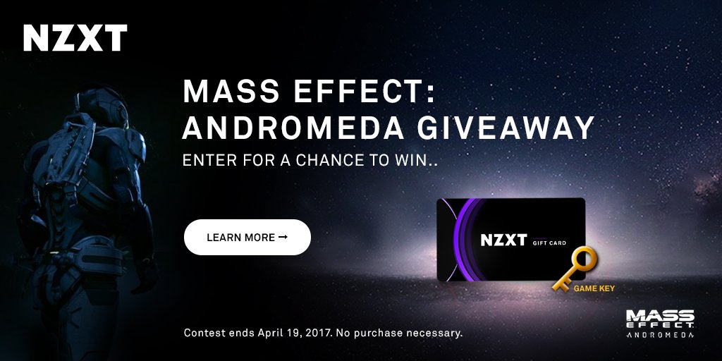 Free #MassEffectAndromeda and #NZXT gift cards?

#GIVEAWAY:
1. Retweet
2. Like
3. Enter: nzxt.co/2oaaBd4