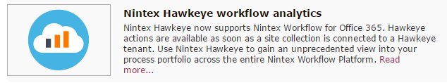 alexanderb's tweet photo. Just gone live - Hawkeye support for NW365 and NWC. Learn more over at https://t.co/6QUasEXTlA #workflowanalytics #nintex https://t.co/oJyVRmw9Fn