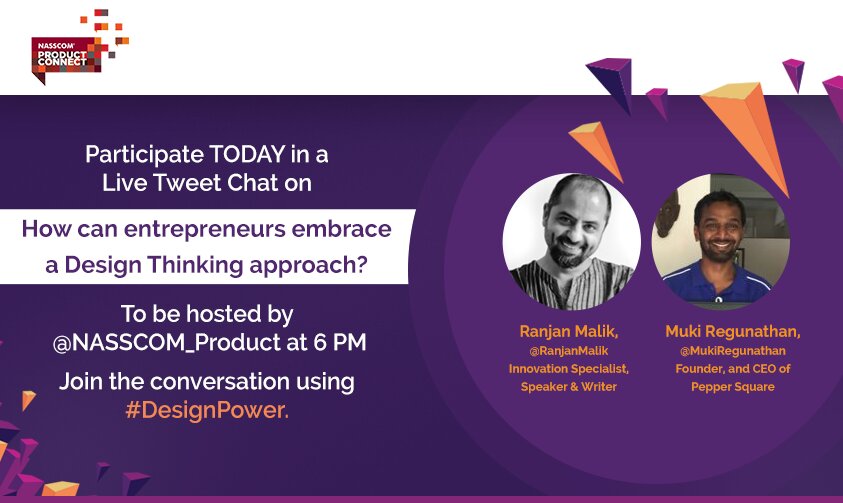 nasscomdeeptech's tweet image. Join us today for a #tweetchat on #DesignPower with @RanjanMalik @MukiRegunathan at 6 pm. Tag more influencers and invite them.