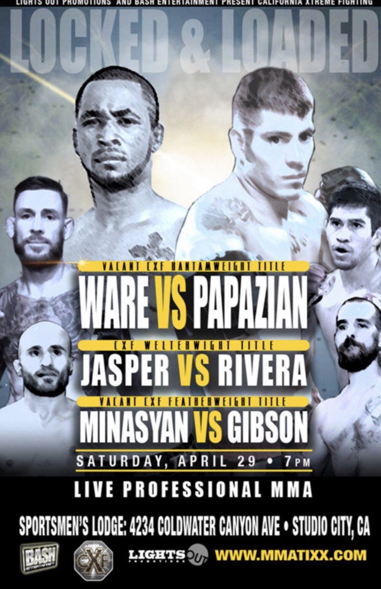 ClinchReportJon's tweet photo. I cant wait! #CXF7 #Apr29 #LockedAndLoaded #SoCal #MMA @danawhite @UFCFightPass @flashmma @jackhammer135 @Mr_Lights_Out @TheClinchReport https://t.co/Qw3t9Uwft6