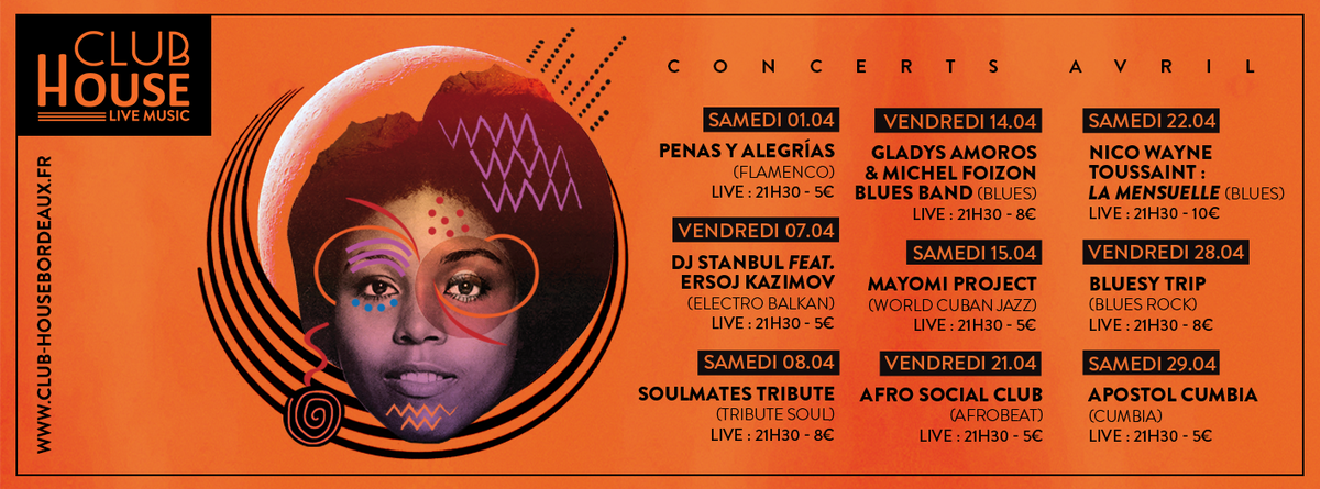 Le_Club_House_'s tweet photo. #CONCERTS > La programmation concerts - Avril 2017 est en ligne ! La prog : https://t.co/DOT1RH9KLy @BDX_Culture @_BDXC_ https://t.co/hBo4TNAptm