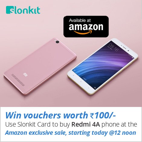 slonkit's tweet photo. Buy Redmi 4A phone from Amazon India and win Rs.100 voucher from #Slonkit https://t.co/C8I3vVI6ep