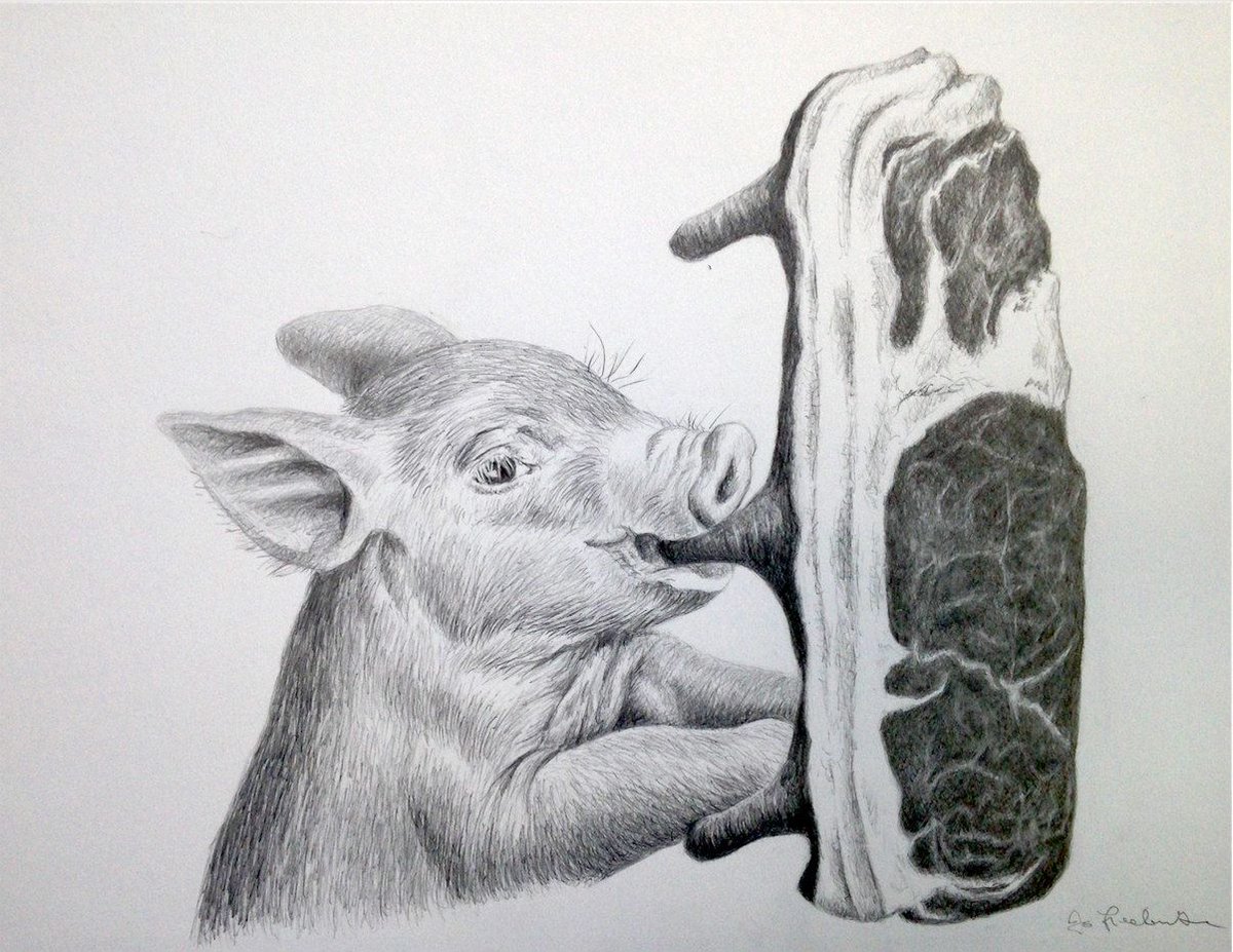 JoFrederiks's tweet photo. What Happened Mum?
#Food4Thought #AnimalRights #Art #vegan #artist #drawing #bacon https://t.co/syiz2Wi6pW
