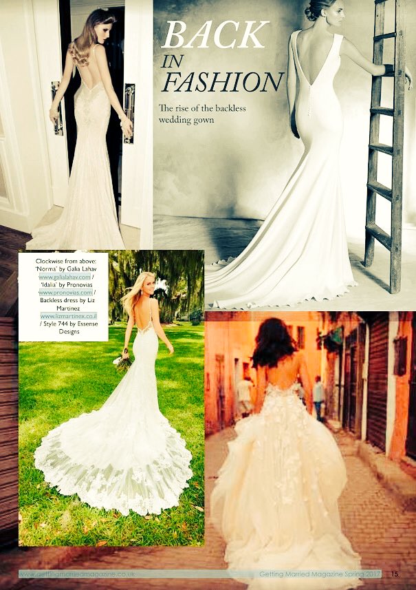 Backless is back this spring: tinyurl.com/n4lvaqs <a href="/GaliaLahav/">GaliaLahav</a> <a href="/pronovias/">Aria</a> <a href="/LMartinezBridal/">Liz Martinez Bridal</a> <a href="/EssenseBridal/">Essense of Australia</a> #bride