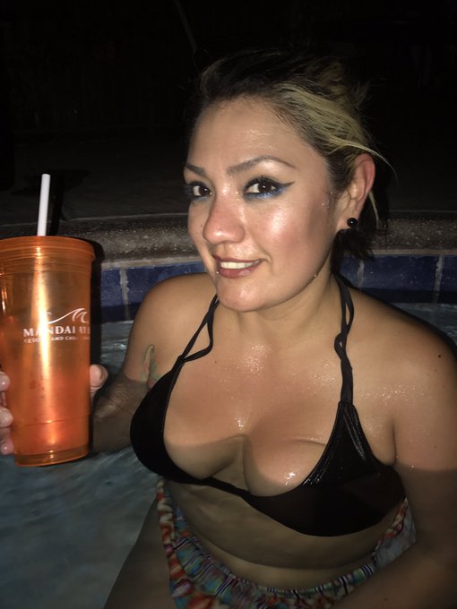 2 pic. Late nite chillin in the resort pool at Pechanga .  The couple across from me are lovin the shenanigans
