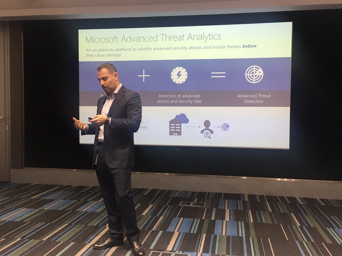 Girard Moussa, <a href="/Microsoft/">Microsoft</a> MEA, explains the features of Microsoft Advanced #Threat #Analytics, w/c uses machine learning to detect threats