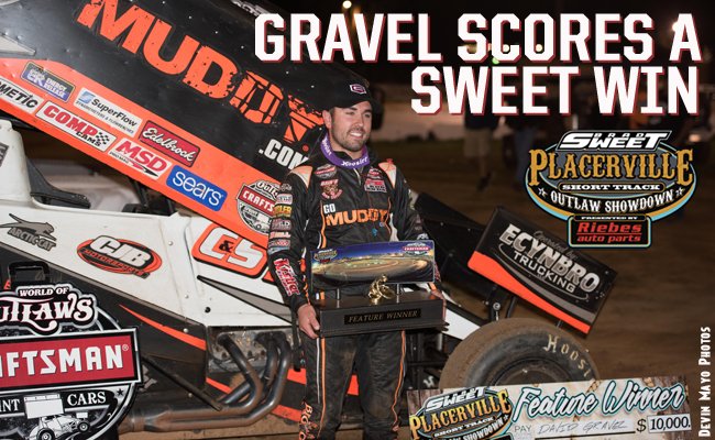 WorldofOutlaws's tweet photo. .@DavidGravel holds off @Rico_Abreu and @BradSweet49 to claim victory @pvillespeedway tonight. #WoOCraftSCS https://t.co/H7T8xqDedE https://t.co/nrOcaBvEng
