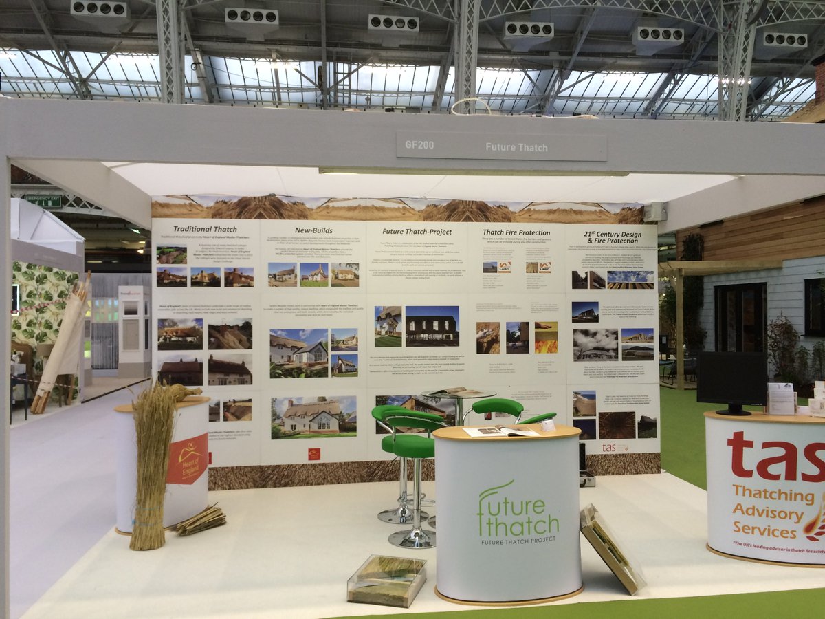thatchingadvice's tweet photo. @ideal_home_show open till 9.00 tonight. Here to advise on all #thatch queries #thatchfiresafety #newbuilds# #MMC #21stcentury @hofethatch https://t.co/oAQz2RAExn