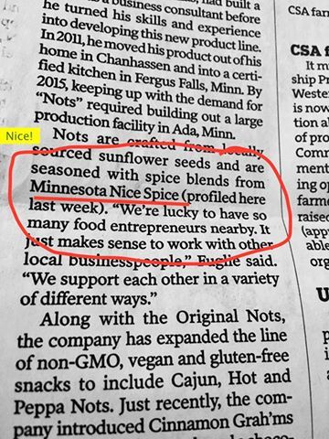 gifts_spice's tweet photo. This isn't "fake media"!  @StarTribune puts us back in the news with @NotsSnacks  Lucky to be part of flourishing  #foodartisan community! https://t.co/A34nyOwALd