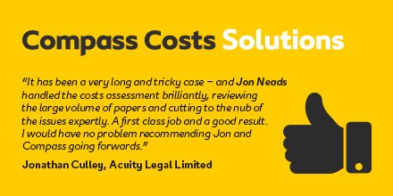 CompassCosts's tweet photo. Fantastic positive feedback from @AcuityLegal.  Glad to be of service!  #Proud #LegalCosts #CustomerService https://t.co/RO58roTLi5