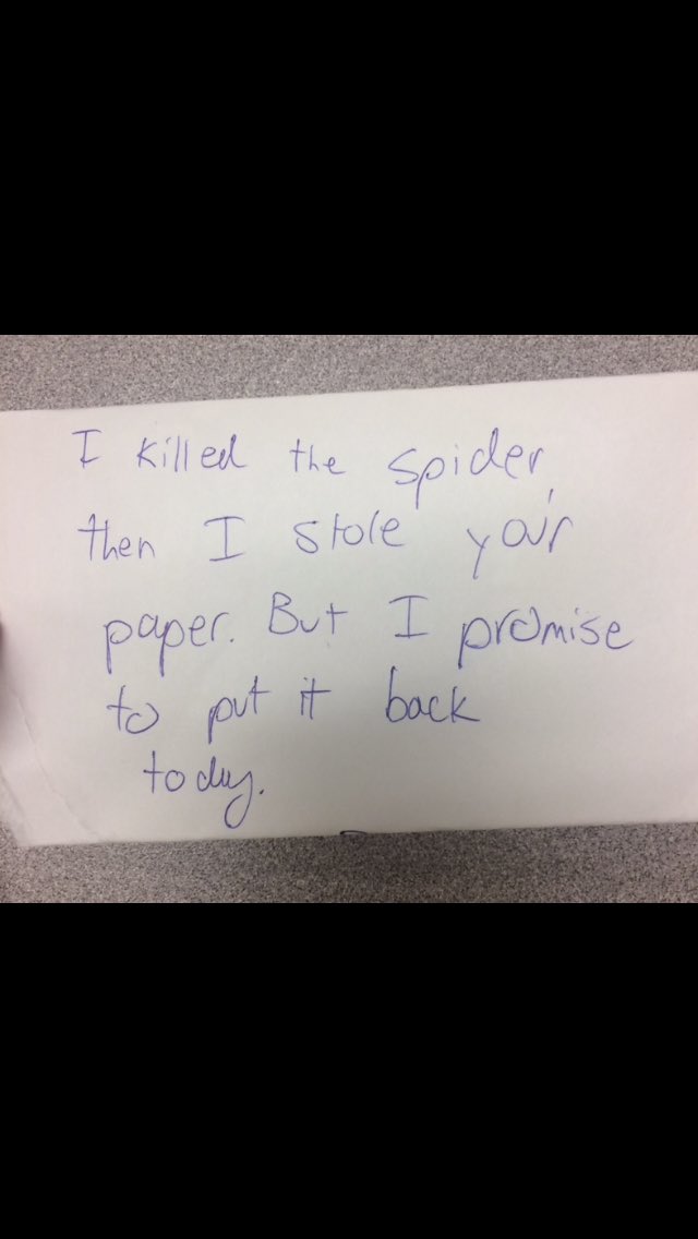 MonkeyBcool123's tweet image. If you kill the spider, you can HAVE the paper! #BestNote
