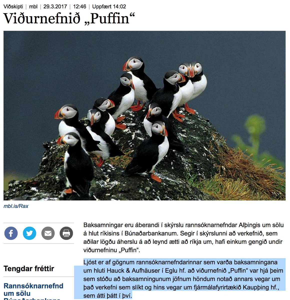 Að gefnu tilefni - Puffin Coffee hefur aldrei gert baksamninga við Hauck &amp; Auf­häuser yfirhöfuð.