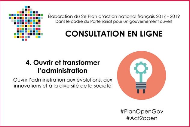 Etalab's tweet photo. #PlanOpenGov Comment ouvrir davantage l'administration à l'innovation et aux évolutions de la société? #Contribuez > https://t.co/NlCO1Ja7WS https://t.co/bHO68hxDaO