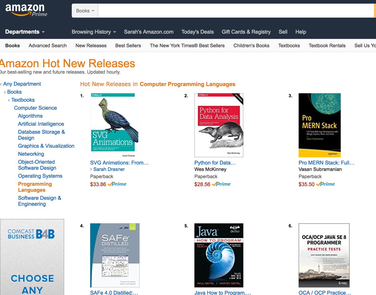 sarah_edo's tweet image. Holy smokes! My book is the #1 new release for programming books on Amazon! *happy dance*

shop.oreilly.com/product/063692…