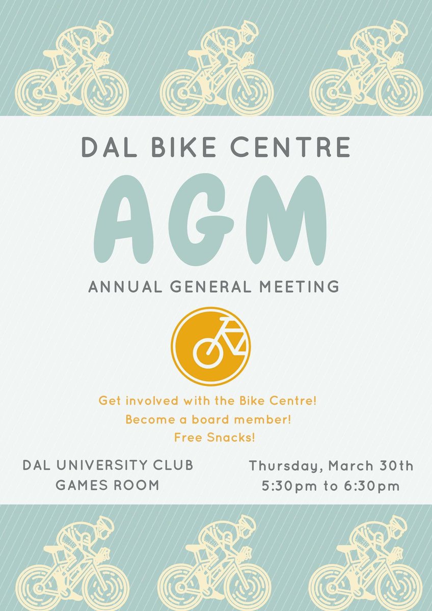Our AGM is happening today at 5:30! Come on by for free snacks and to give us your input on the changes to the bike centre for next year!