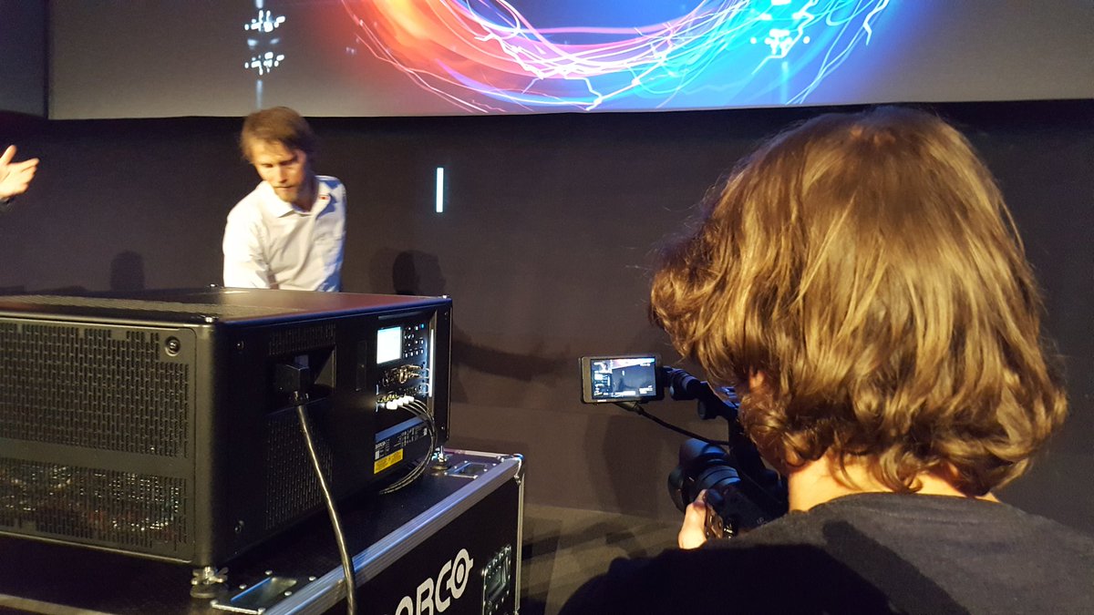 Barco's tweet photo. Presenting our new #largevenueprojectors live! #proud #UDXisborn https://t.co/O5hWV7Zjc1