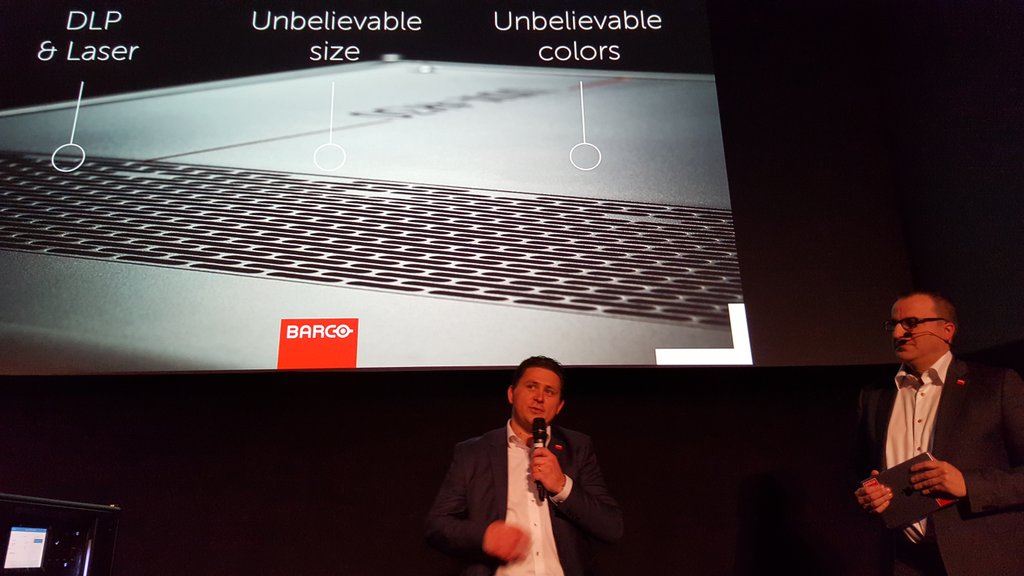 Barco's tweet photo. Presenting our new #largevenueprojectors live! #proud #UDXisborn https://t.co/O5hWV7Zjc1