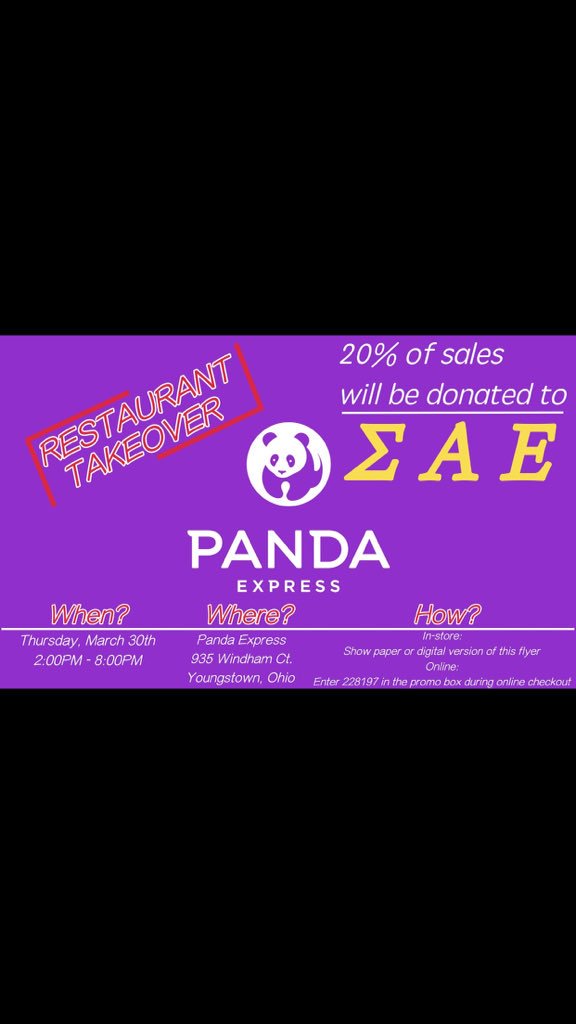 #HappeningToday help <a href="/SAEOhioAlpha/">Sigma Alpha Epsilon</a> raise some money! Show this flyer at checkout or use code 228197 during online checkout.
