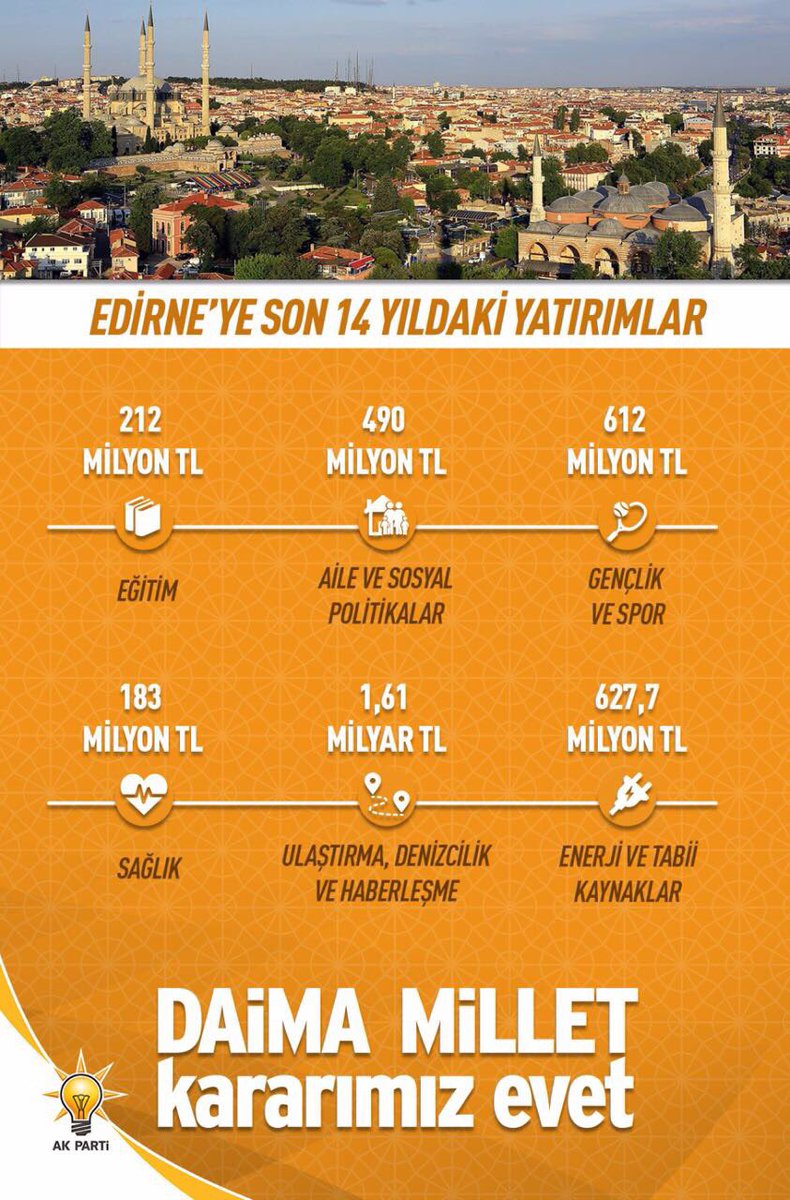 'Edirne'ye son 14 yılda yapılan yatırımlar' #EdirneEVETdiyor