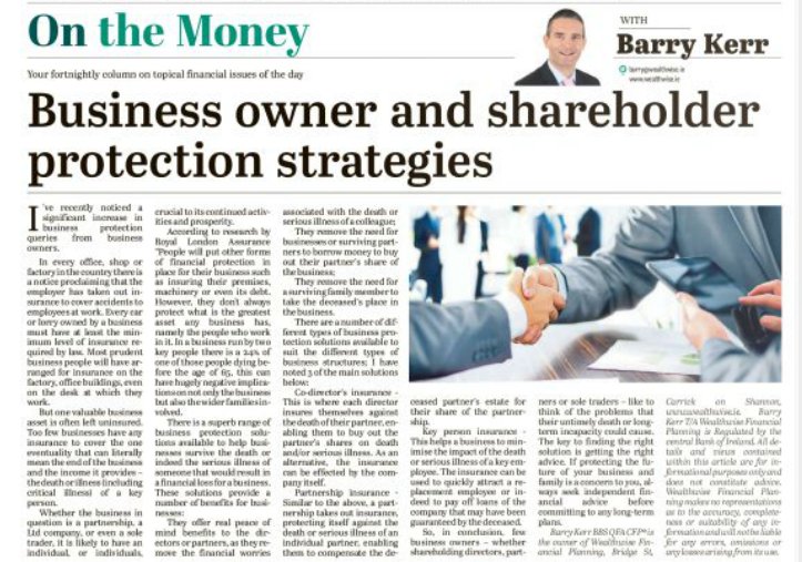 WealthwiseCFP's tweet photo. Latest article from @LeitrimToday covering Business Protection
#financialplanning #protection #keymancover #businessprotection https://t.co/WQXzSHZgVL