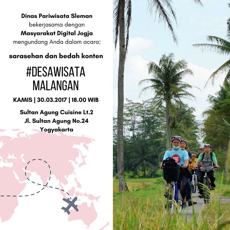 Malam ini..!! 18:00 Sarasehan &amp; Bedah Konten #DesaWisata Malangan Bareng MASDJO | Sultan Agung Cuisine Jogja | Gratis | Info: <a href="/kominfodiy/">Kominfo DIY</a>