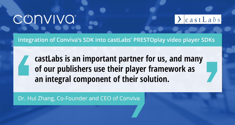 castlabs's tweet photo. Announcing integration of #PRESTOplay video player SDKs into @Conviva's QoE Analytics SDK. Discuss at #TVConnect https://t.co/yx9AtI6vd3 https://t.co/wxGtlFQ12X