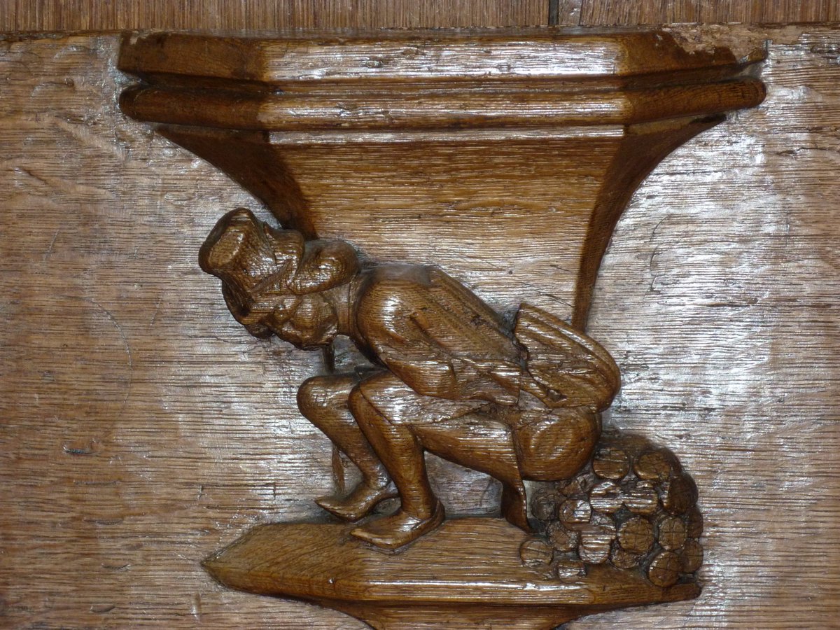 'Nobody poops money.' Dutch equivalent of 'It doesn't grow on trees'? Misericord, Oude Kerk, Amsterdam. #folklorethursday