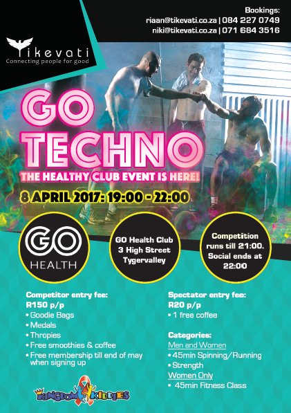 tikevati's tweet photo. Ladies and gents, GO Techno is around the corner. Come do a bit of fitness for charity! 
https://t.co/HfWRHijjh1
#charity #fitness #health https://t.co/gSu4drmBvq