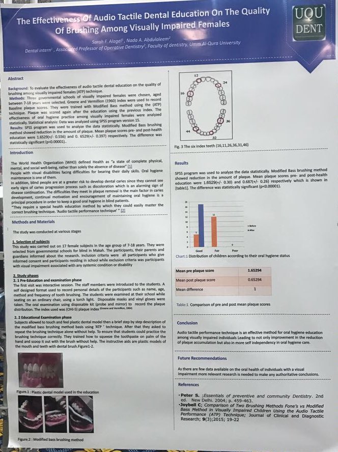 uqudent's tweet photo. من مشاركات طلاب وأطباءالامتياز بأسنان أم القرى في مؤتمر مكة الدولي لطب الأسنان بملصقات علمية: د.سارة العقل ، د.أسرار أبوطالب ،د.رنا الشريف https://t.co/Vp657nt6z3